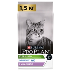Корм сухой Pro Plan Sterilised для взрослых кошек с индейкой, 1.5кг