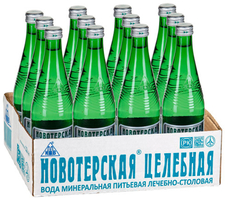 Вода Новотерская минеральная целебная питьевая газированная, 500мл x 12 шт
