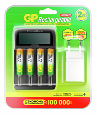 Устройство зарядное GP USB с аккумулятором 2700мАч, 4шт
