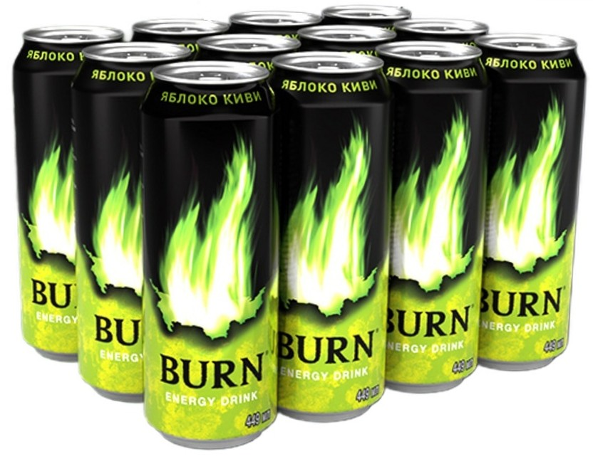 Энергетический напиток Burn Apple Kiwi, 449мл х 12 шт