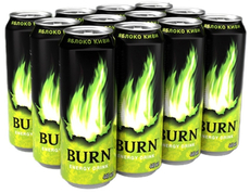 Энергетический напиток Burn Apple Kiwi, 449мл х 12 шт