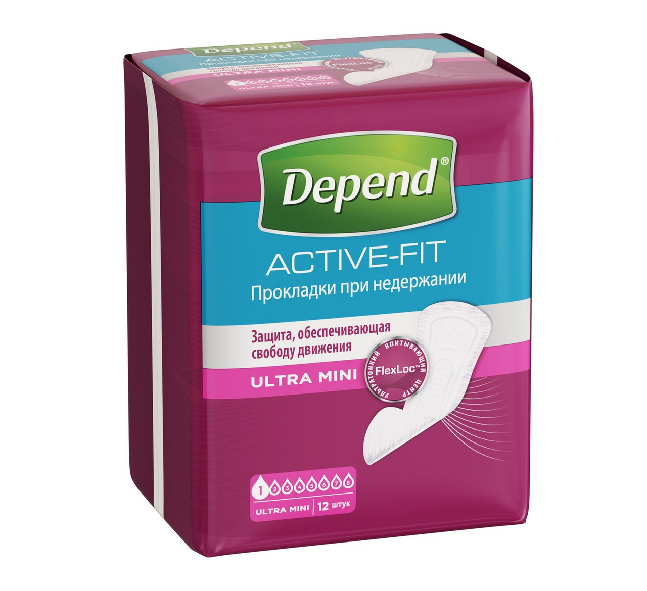 Прокладки Depend Ultra Mini для женщин при недержании, 12шт