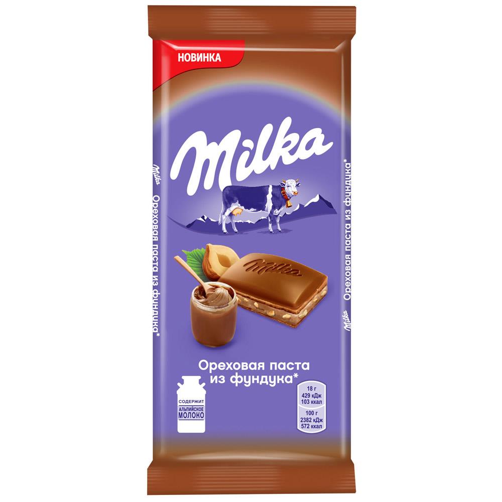 Шоколад молочный MILKA Ореховая начинка, 90 г