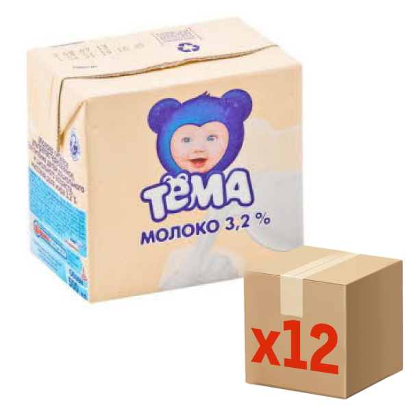 Молоко детское Тема ультрапастеризованное 3.2% с 3 лет, 500мл x 12 шт