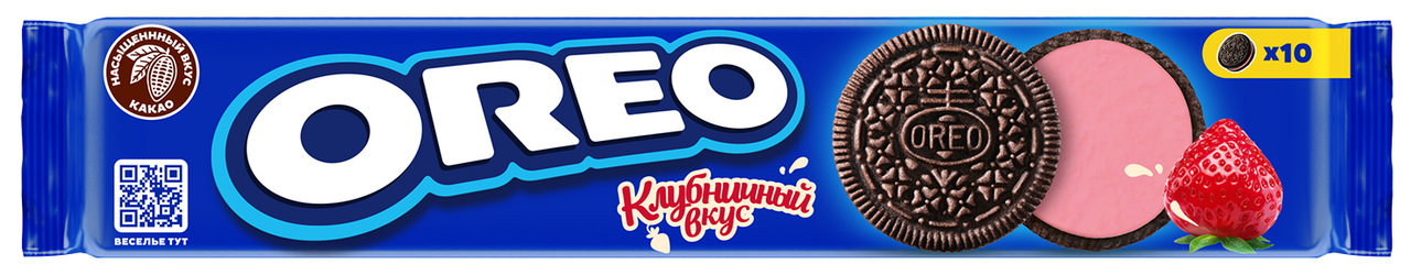 Печенье сэндвич Oreo с какао и клубничной начинкой, 95г