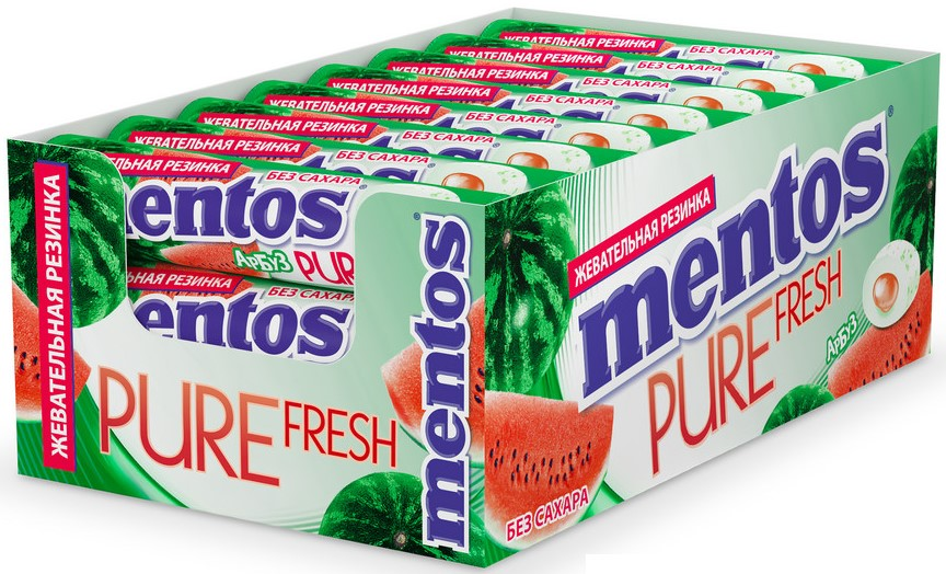 Изображение товара Ментовая жевательная резинка Pure Fresh Арбуз без сахара 24 шт