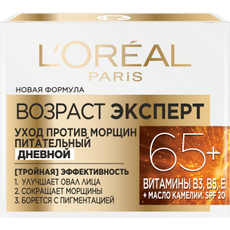Крем для лица L'Oreal Paris Возраст эксперт 65+ против морщин питательный SPF20 дневной, 50мл