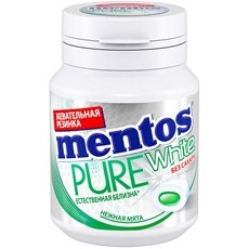 Жевательная резинка Mentos Pure white нежная мята, 54г