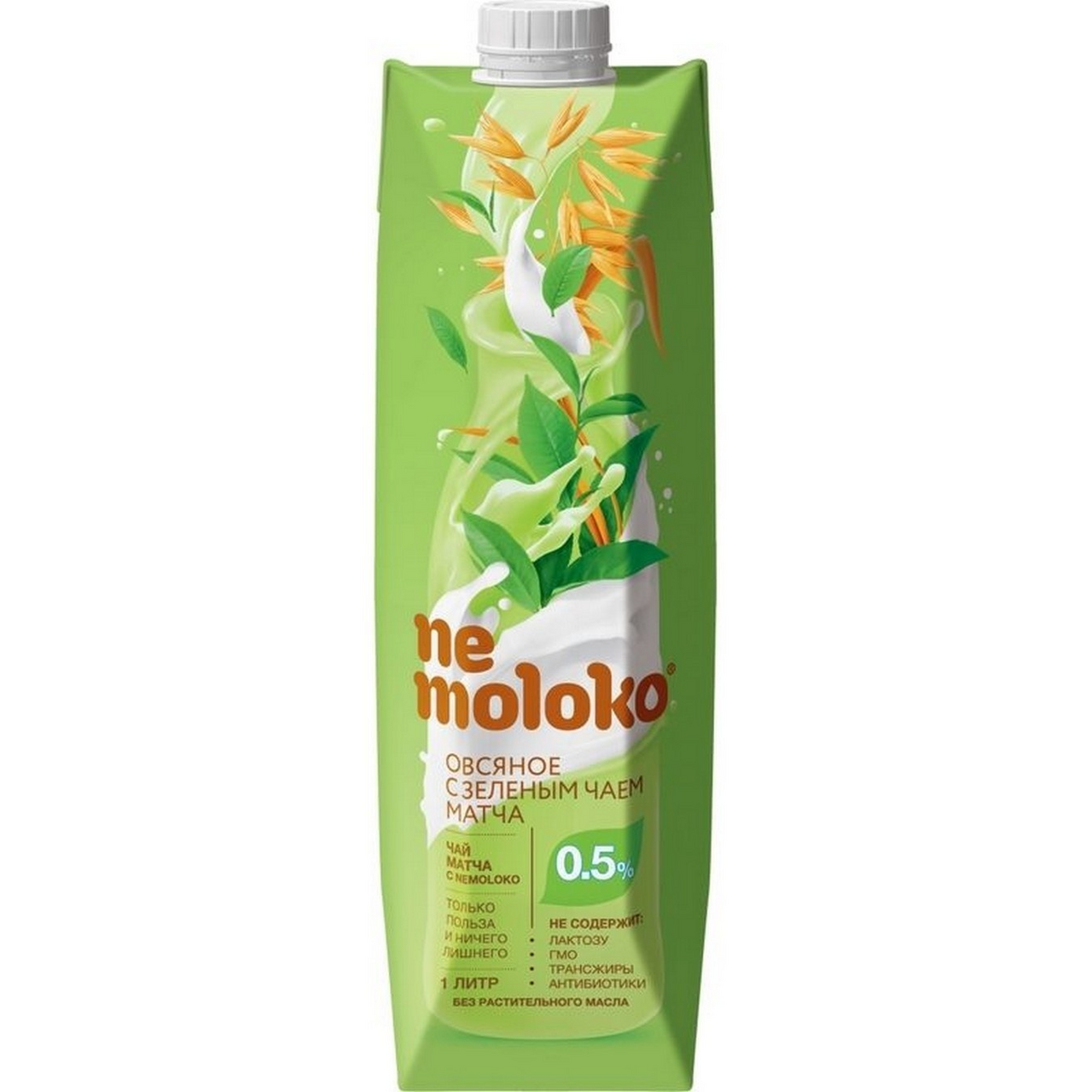 Напиток низкокалорийный NEMOLOKO овсяный Зеленый чай 0,5%, 1 л