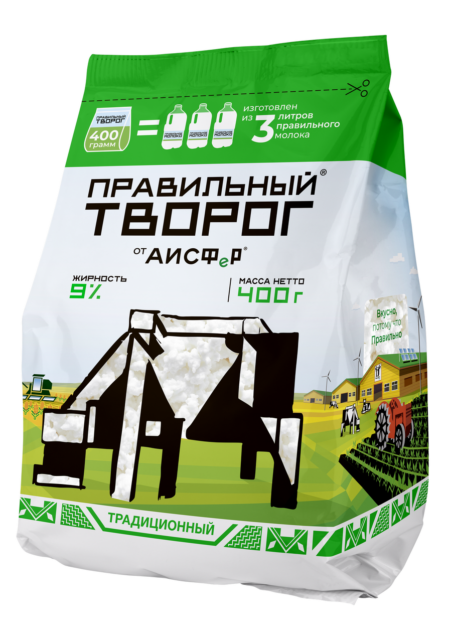 Творог Аисфер Правильный Традиционный 9%, 400г купить с доставкой на ...
