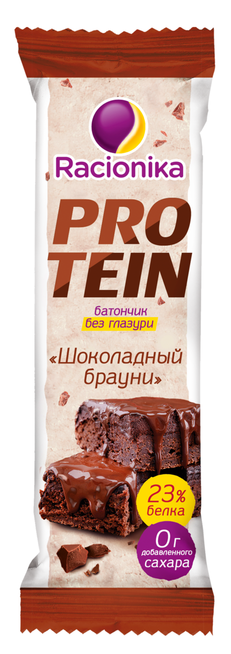 Изображение товара Батончик протеиновый Racionika Protein Шоколадный брауни без сахара, 45г