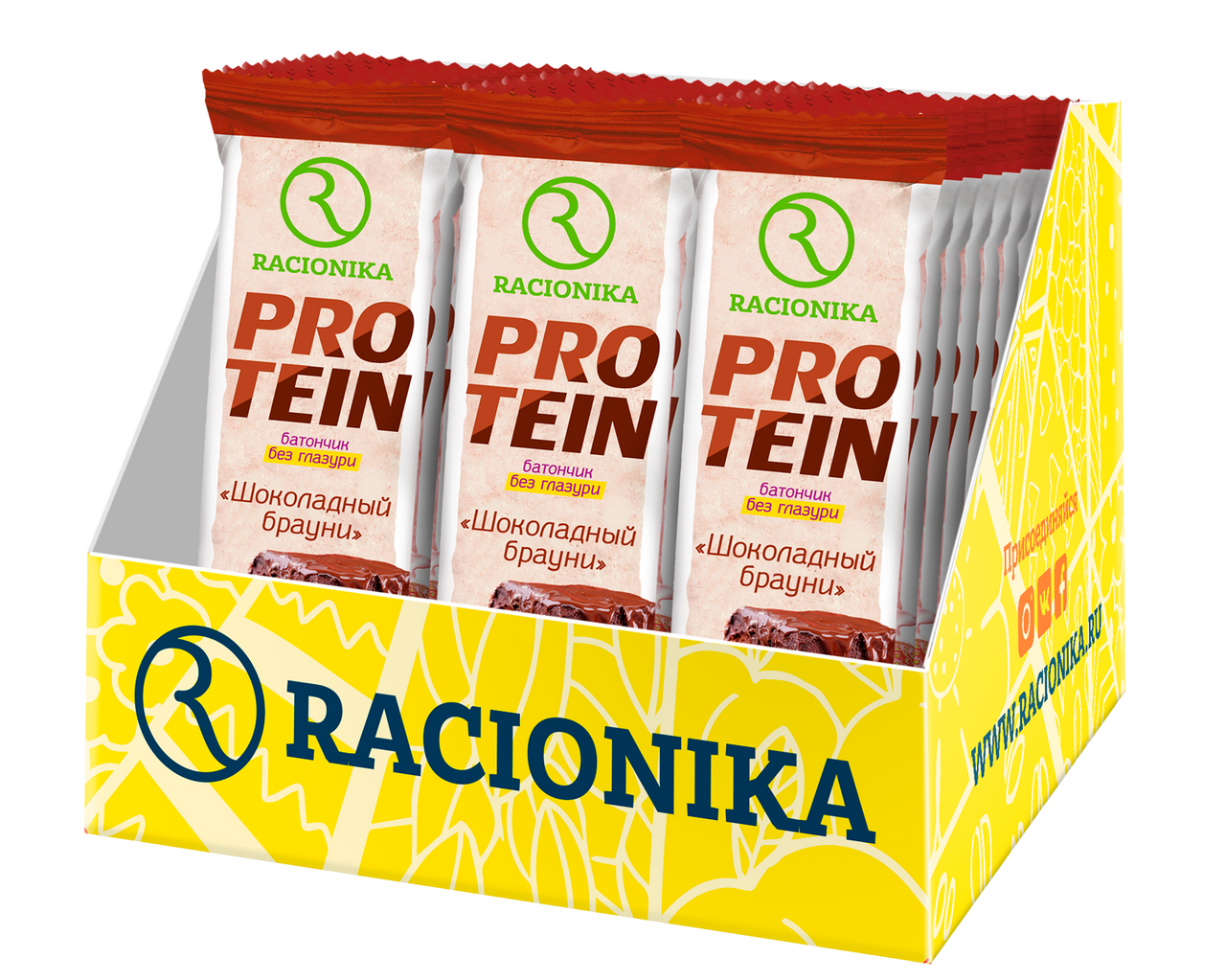 Батончик Racionika Protein Шоколадный брауни, 45г x 24 шт