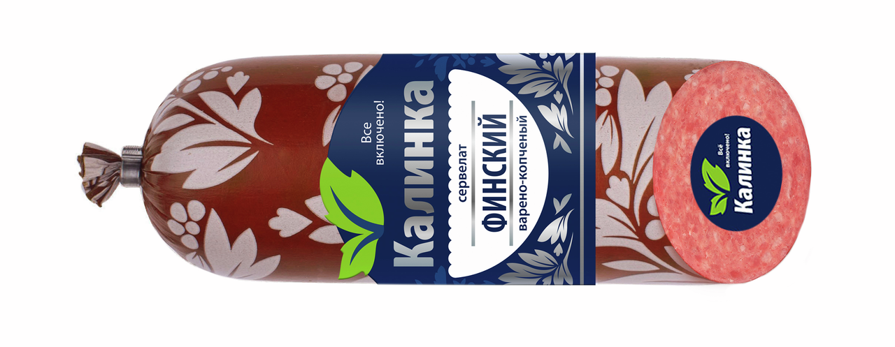 Колбаса Калинка Сервелат Финский варено-копченая, 250г