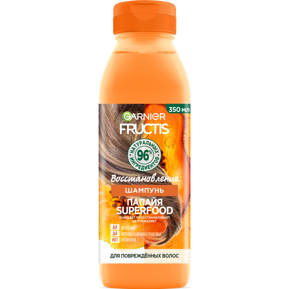 Изображение товара Шампунь Garnier Fructis Папайя Superfood 350 мл для восстановления волос