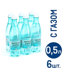 Вода Новотерская минеральная целебная питьевая газированная, 500мл x 6 шт