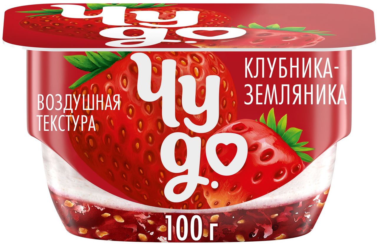 Десерт творожный Чудо воздушный клубника-земляника 4%, 100г