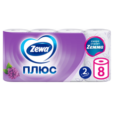 Туалетная бумага Zewa Плюс Сирень 2-слойная, 8 рулонов