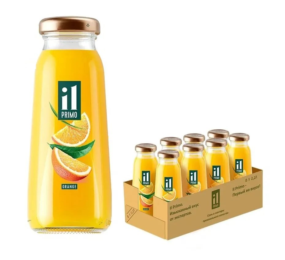 Сок IL Primo Апельсин восстановленный с мякотью, 200мл x 8 шт