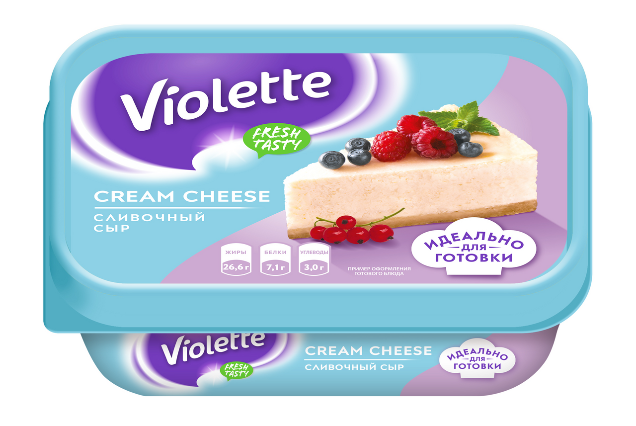 Сыр творожный Виолетта Violette Cream cheese сливочный 70%, 180г купить с  доставкой на дом, цены в интернет-магазине