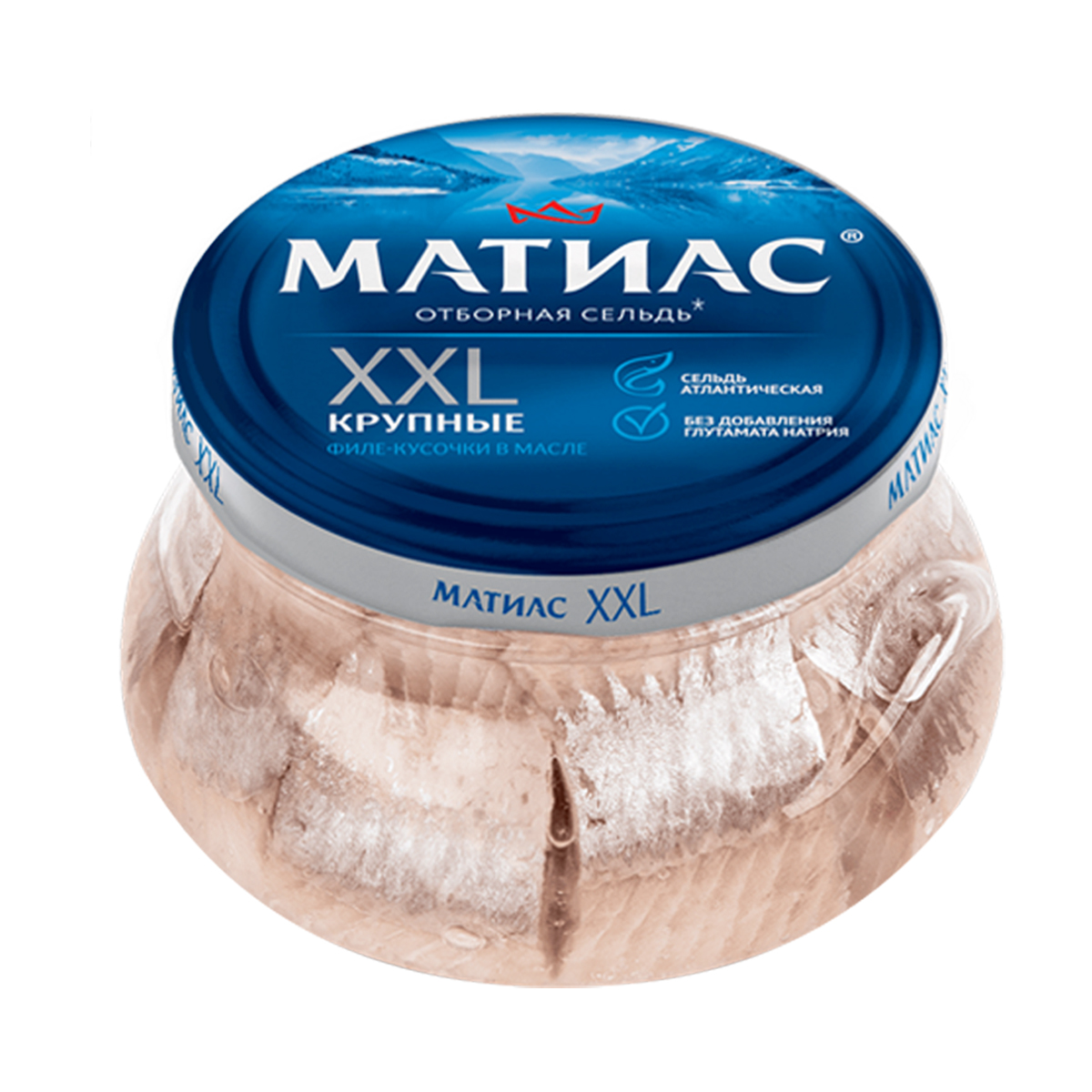 Селдь филе-куски с луком стеклянная банка МАТИАС, 260 г