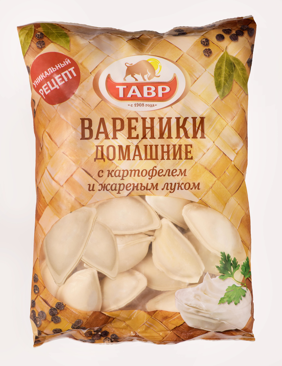 Вареники Тавр Домашние с картофелем и жареным луком замороженные, 900г