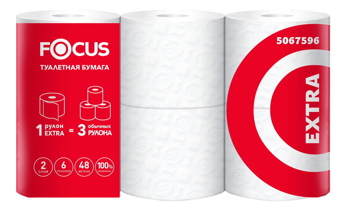 Туалетная бумага FOCUS Extra 2-слойная, 5 шт
