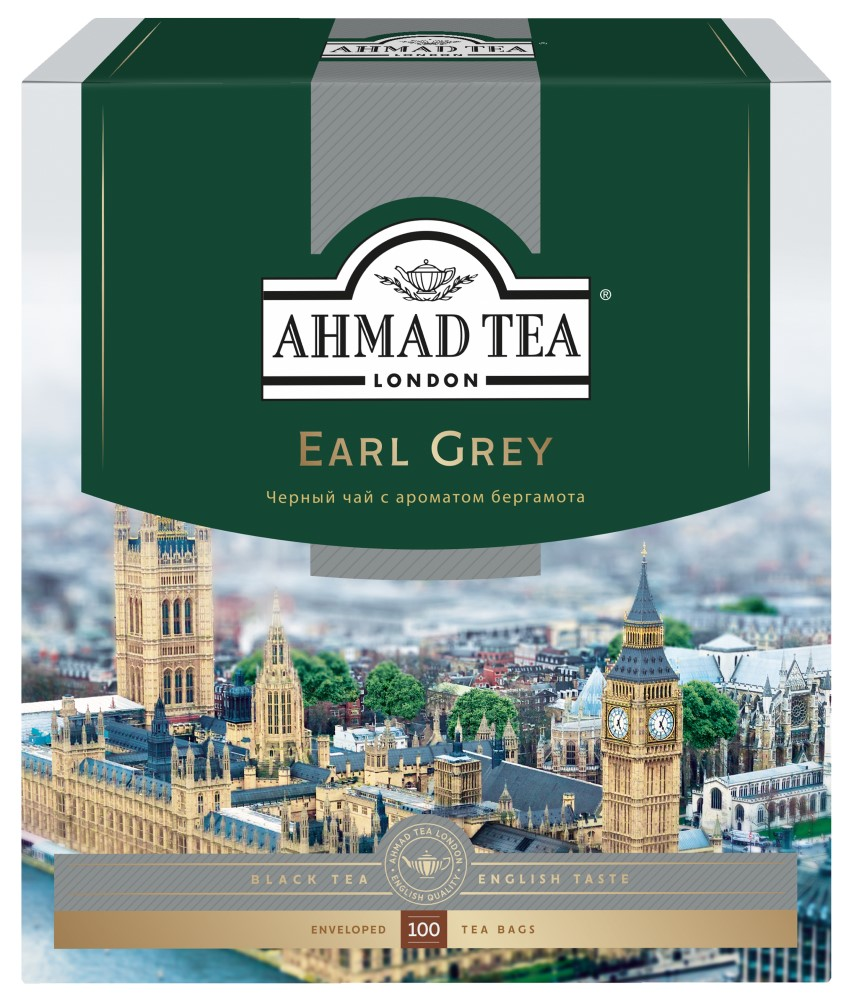 Изображение товара Чай Ahmad Tea Earl Grey черный с бергамотом 200г в упаковке из 100 пакетиков