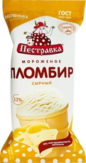 Мороженое пломбир Пестравка сырный в вафельном стаканчике 12%, 100г