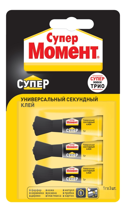 Изображение товара Клей Момент Супер универсальный 1г, 3шт