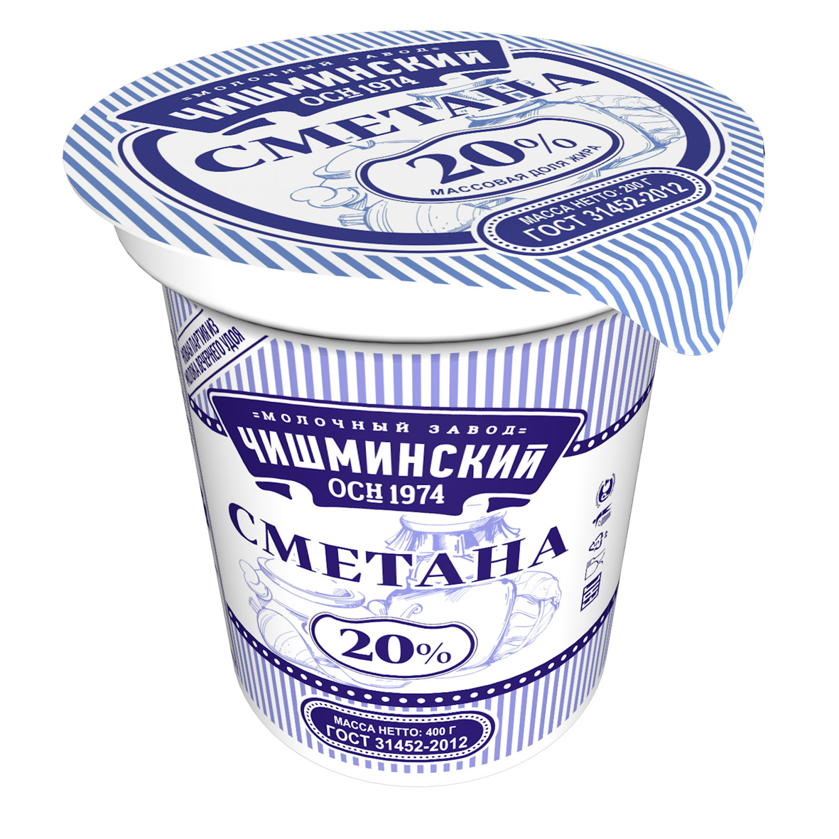 Сметана Молочный завод Чишминский 20%, 400г купить с доставкой на дом ...