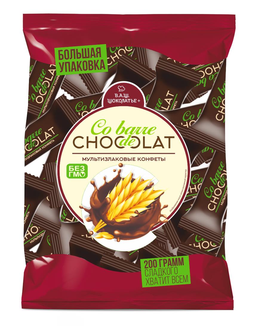 Конфеты CO BARRE DE CHOCOLAT Мультизлаковые в темной глазури, 200 г
