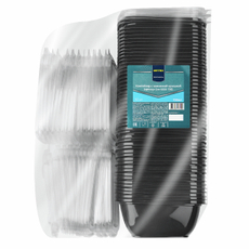 METRO PROFESSIONAL Контейнер с крышкой пластиковый черный 750мл, 50шт