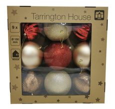 Tarrington House Набор елочных шаров Праздничный 15см, 9шт