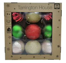 Tarrington House Набор елочных шаров Традиционный 15см, 9шт