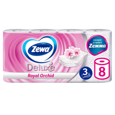 Туалетная бумага Zewa Deluxe Орхидея 3-слойная, 8 рулонов