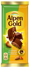 Шоколад Alpen Gold с соленым миндалем и карамелью, 85г