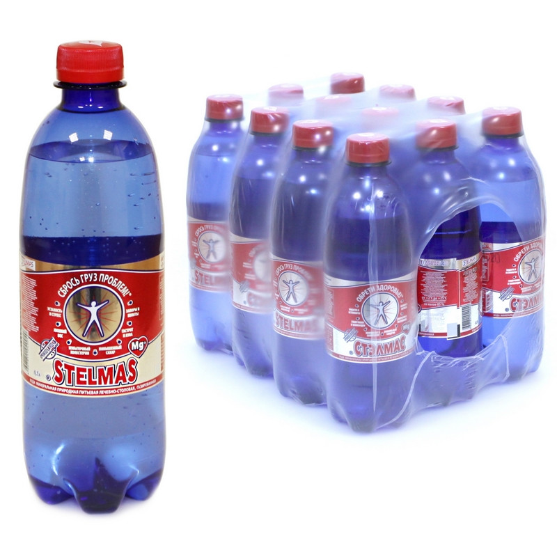 Изображение товара Минеральная газированная вода Stelmas Mg+ 500 мл, упаковка 12 шт