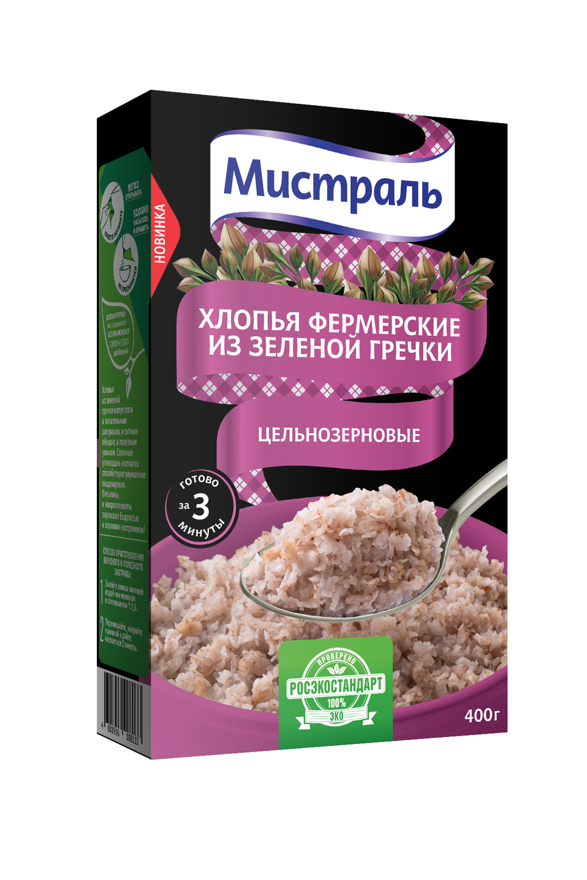 Хлопья фермерские МИСТРАЛЬ из зеленой гречки, 400г купить с доставкой ...