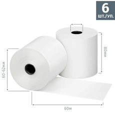 Ролики для касс 80мм х 60м, 6шт