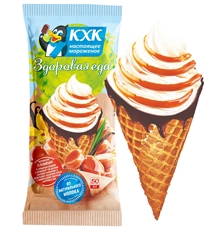 Мороженое Здоровая еда Пломбир ваниль-соленая карамель рожок, 90г