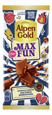 Шоколад Alpen Gold Max Fun молочный с мармеладом со вкусом колы, попкорн и взрывной карамелью, 150г