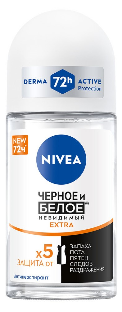 Изображение товара Антиперспирант-ролик Nivea Черное и белое Невидимый Extra, 50мл