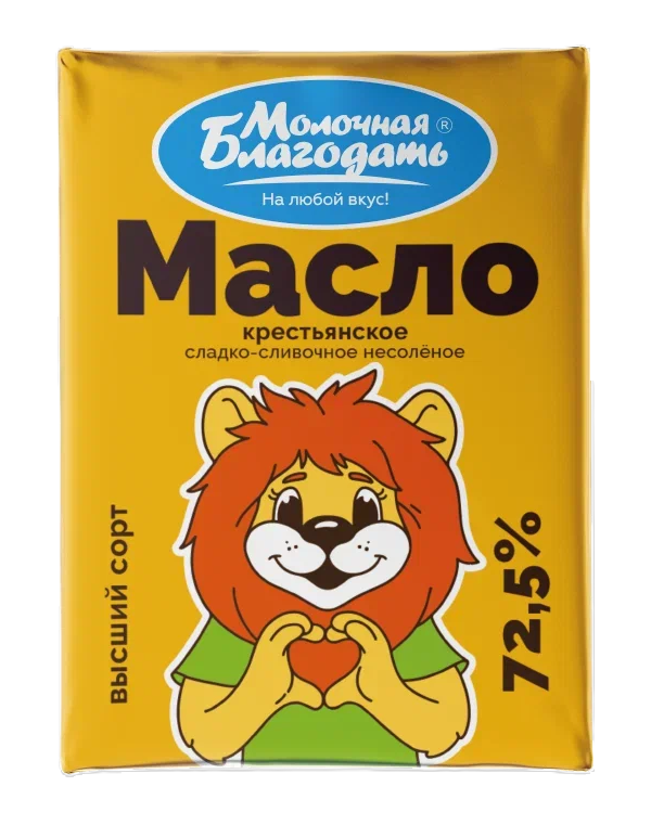 Масло сливочное Молочная благодать Крестьянское 72.5%, 180г