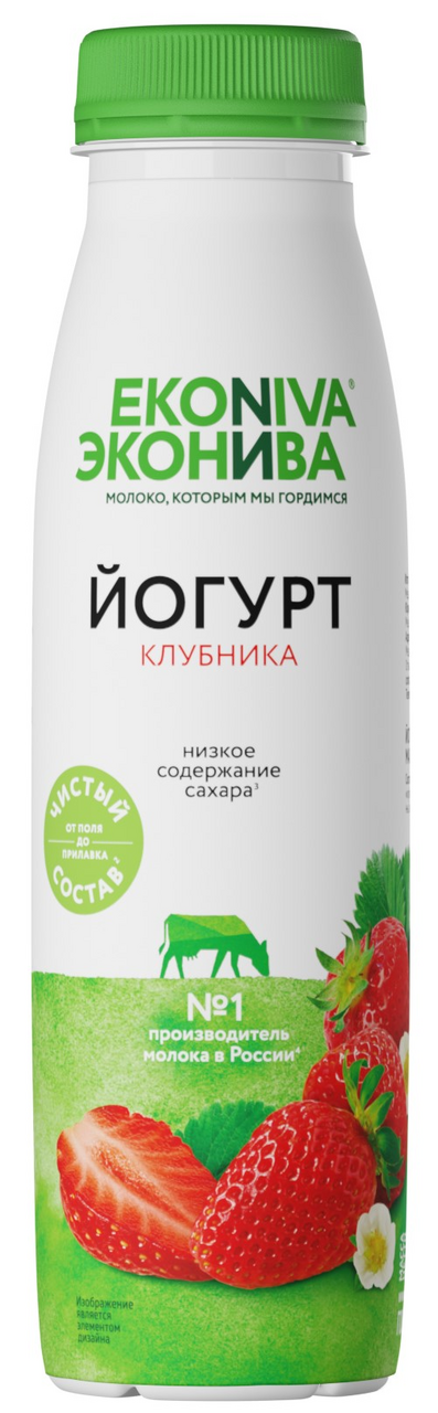 Йогурт питьевой Эконива с клубникой 2.5%, 300г