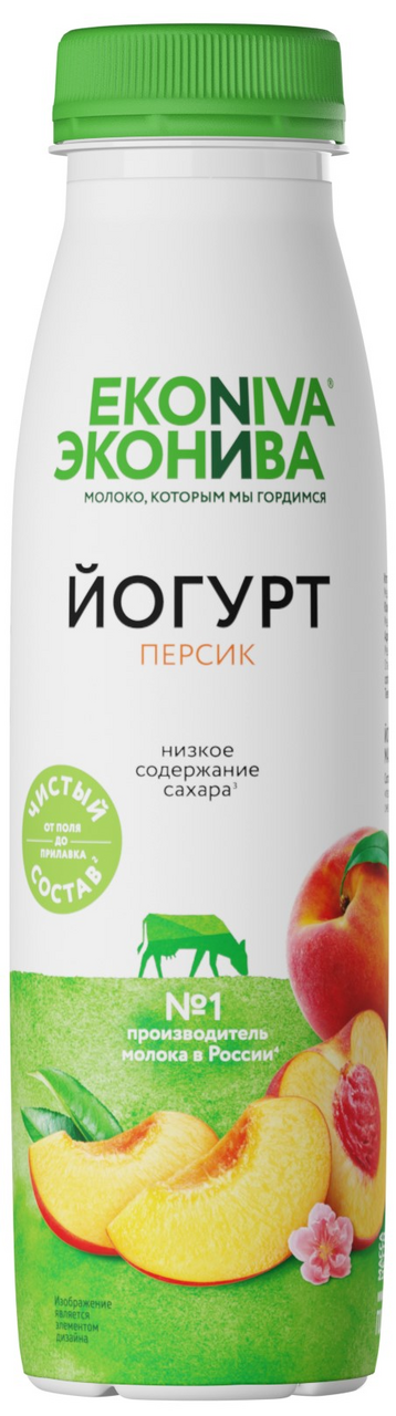Йогурт питьевой Эконива с персиком 2.5%, 300г