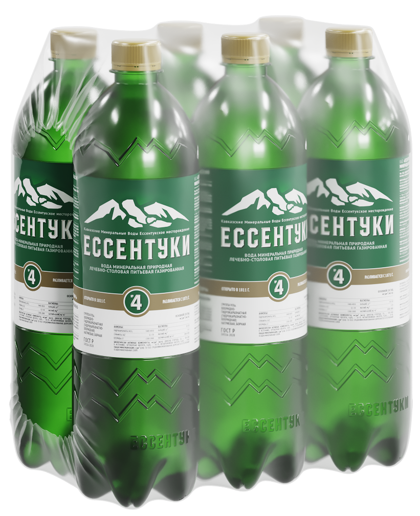 Изображение товара Минеральная вода Ессентуки №4 1л 6 шт лечебно-столовая газированная