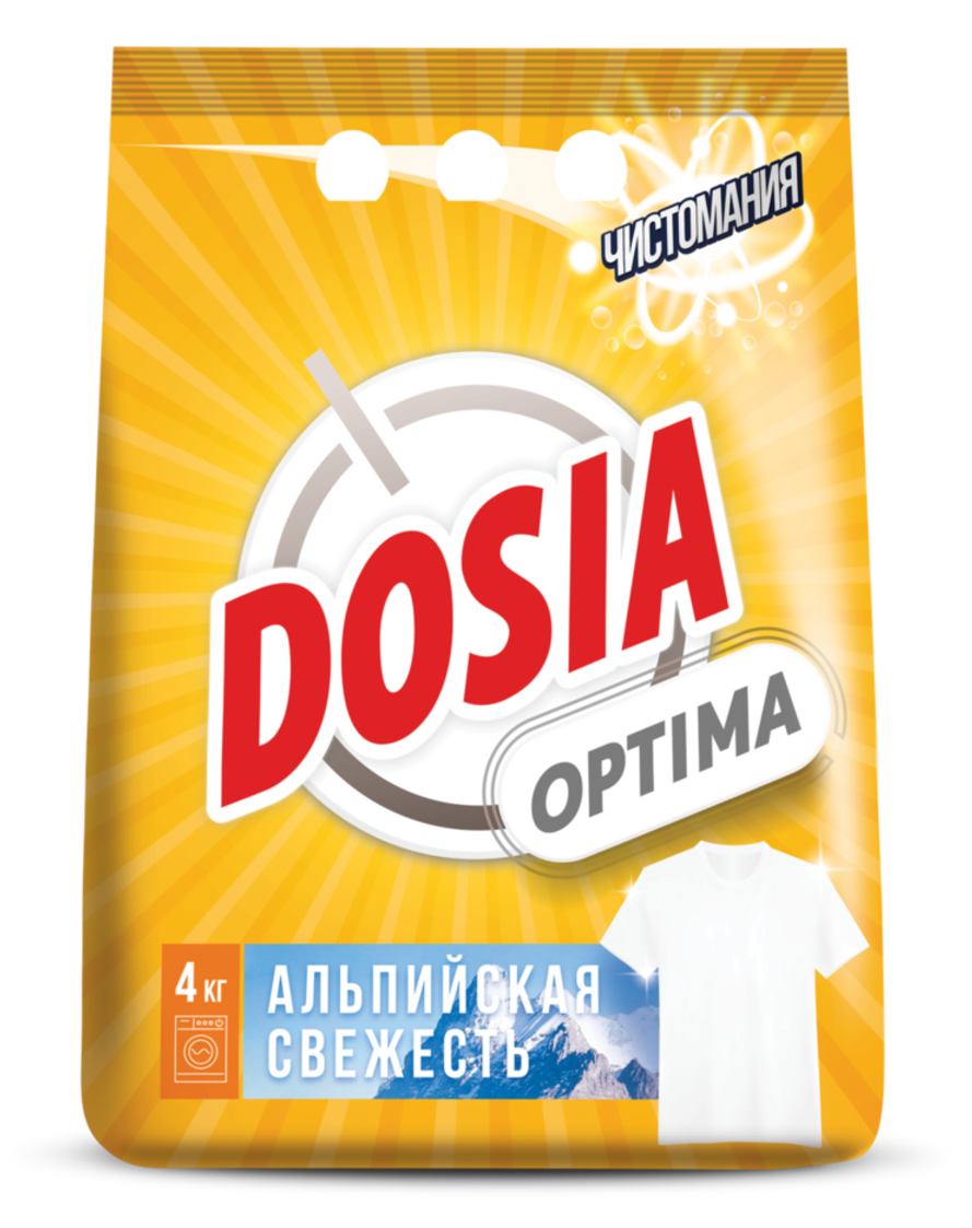 Изображение товара Стиральный порошок Dosia Optima Альпийская свежесть 4 кг для машинной и ручной стирки