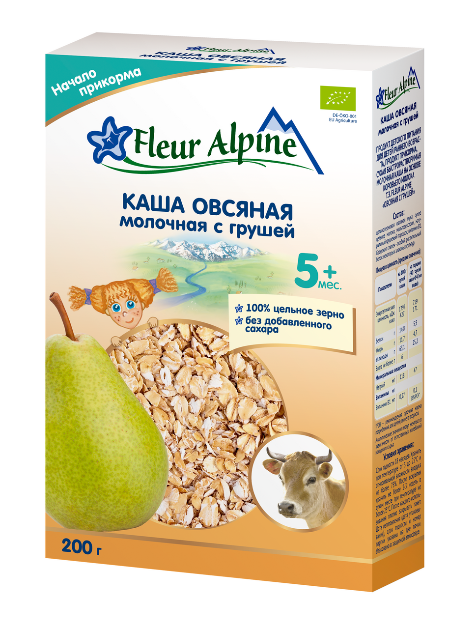 Изображение товара Каша молочная овсяная с грушей Fleur Alpine для детей 200 г