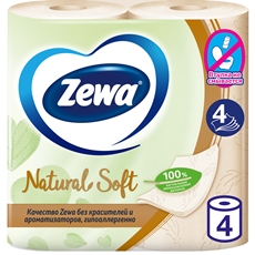 Туалетная бумага Zewa Natural Soft 4-слойная, 4 рулона