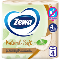 Туалетная бумага Zewa Natural Soft 4 слоя, 4 рулона